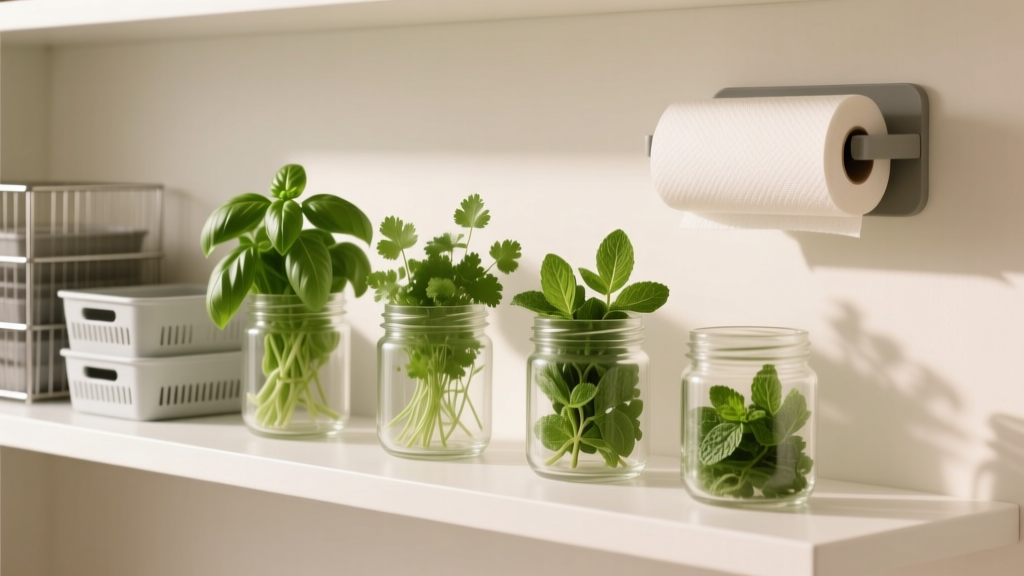 How to Store Fresh Herbs in Glass Jars with Paper Towel L...