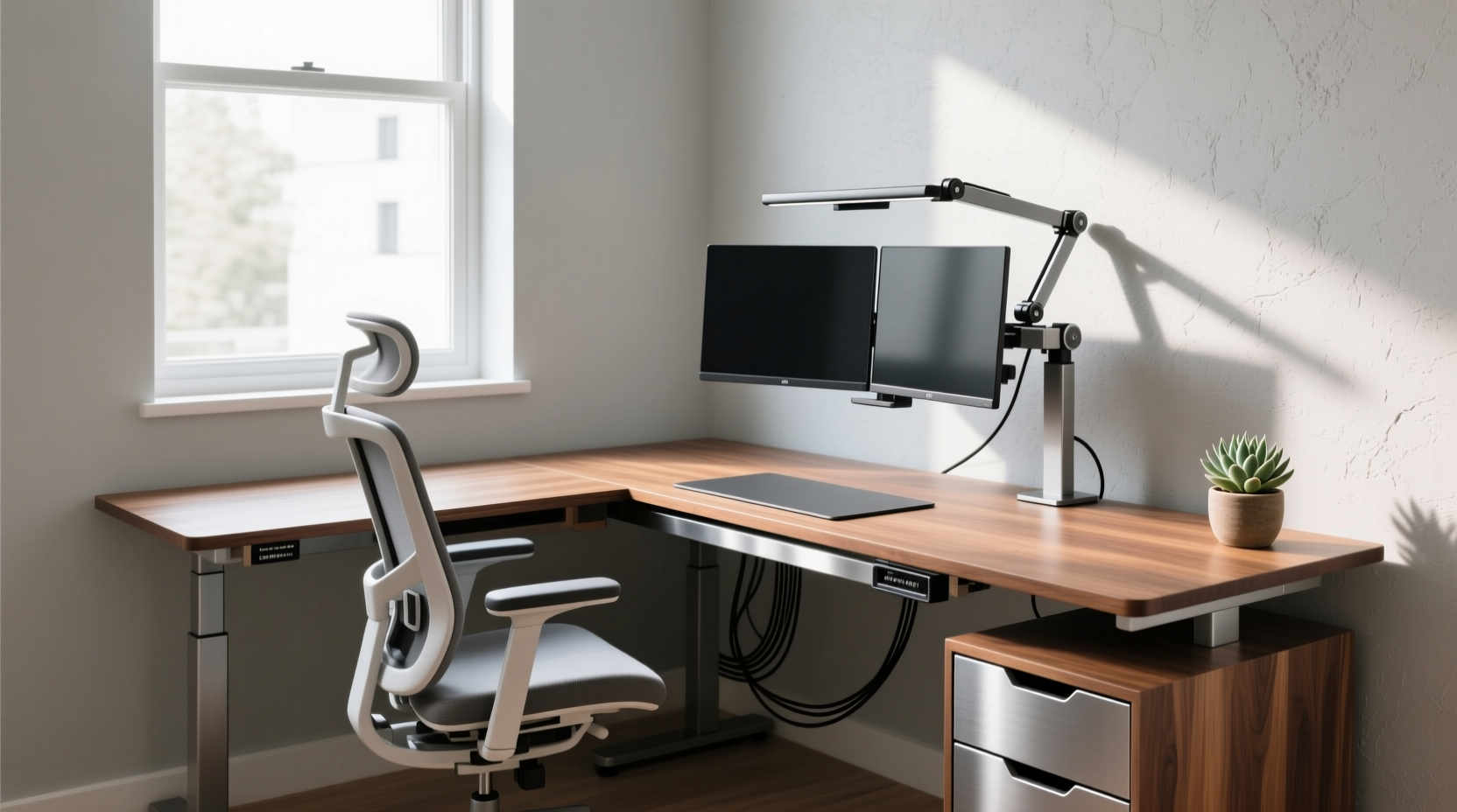 sit or stand the multi position corner workspace