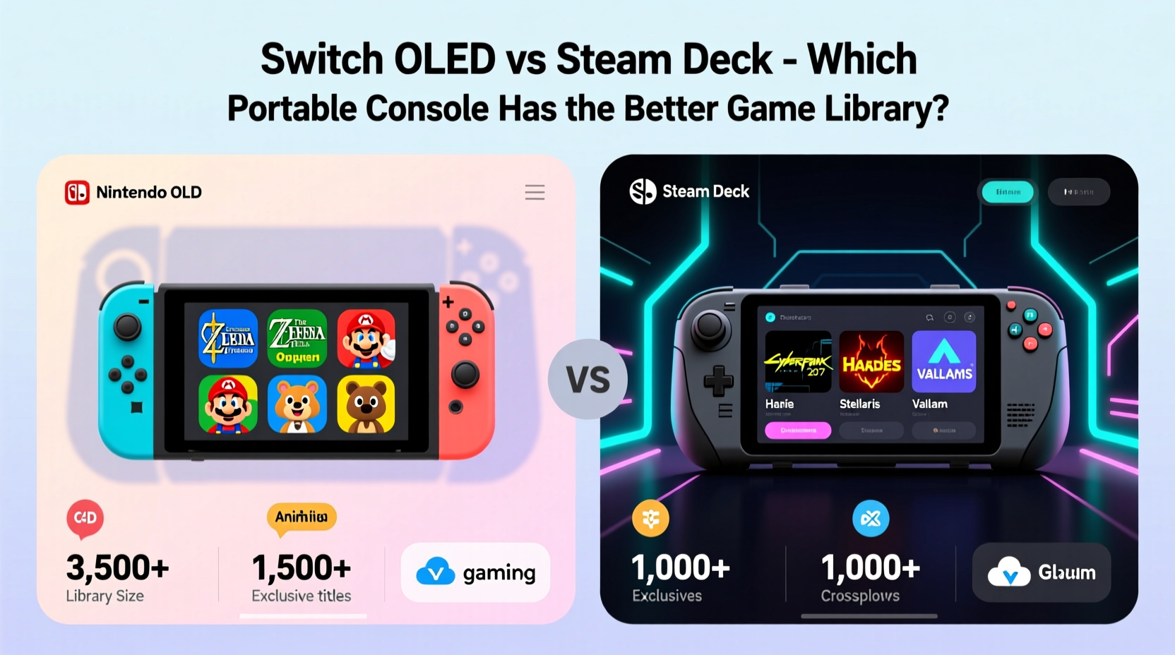 switch oled vs steam deck which portable console has the better game library