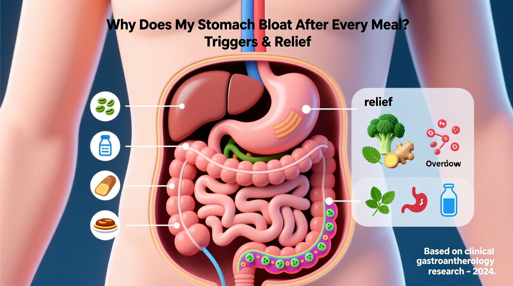 why does my stomach bloat after every meal possible triggers and relief