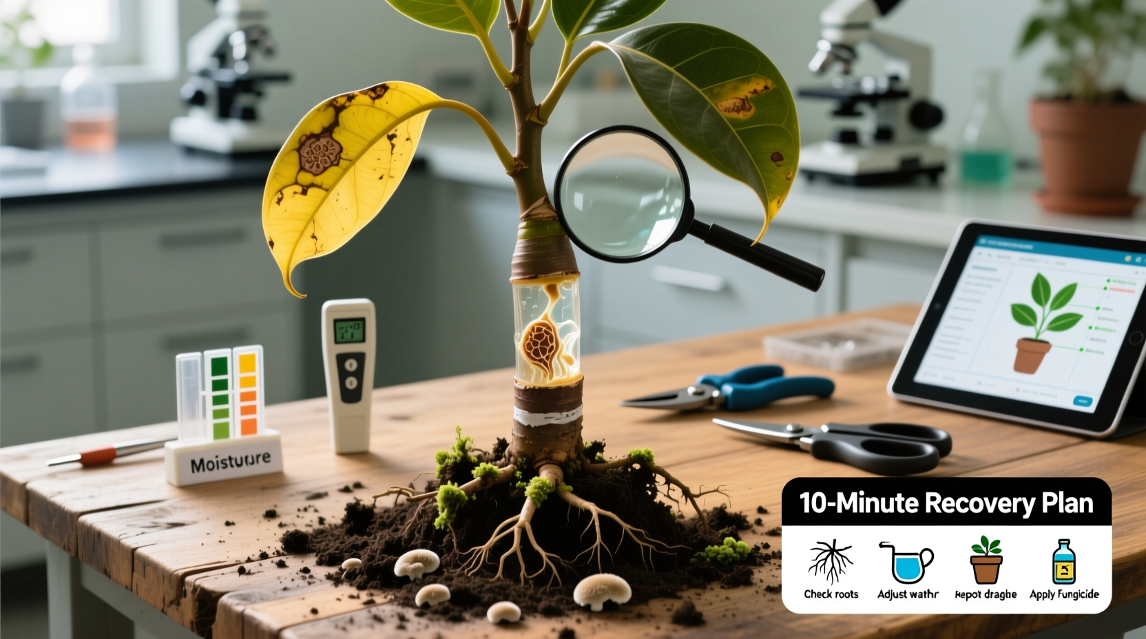 how to revive a rubber tree with mushy stems