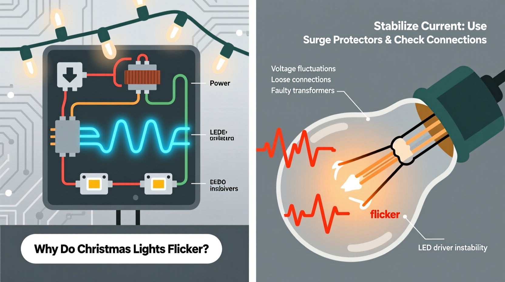why do christmas lights flicker and how to stabilize the current