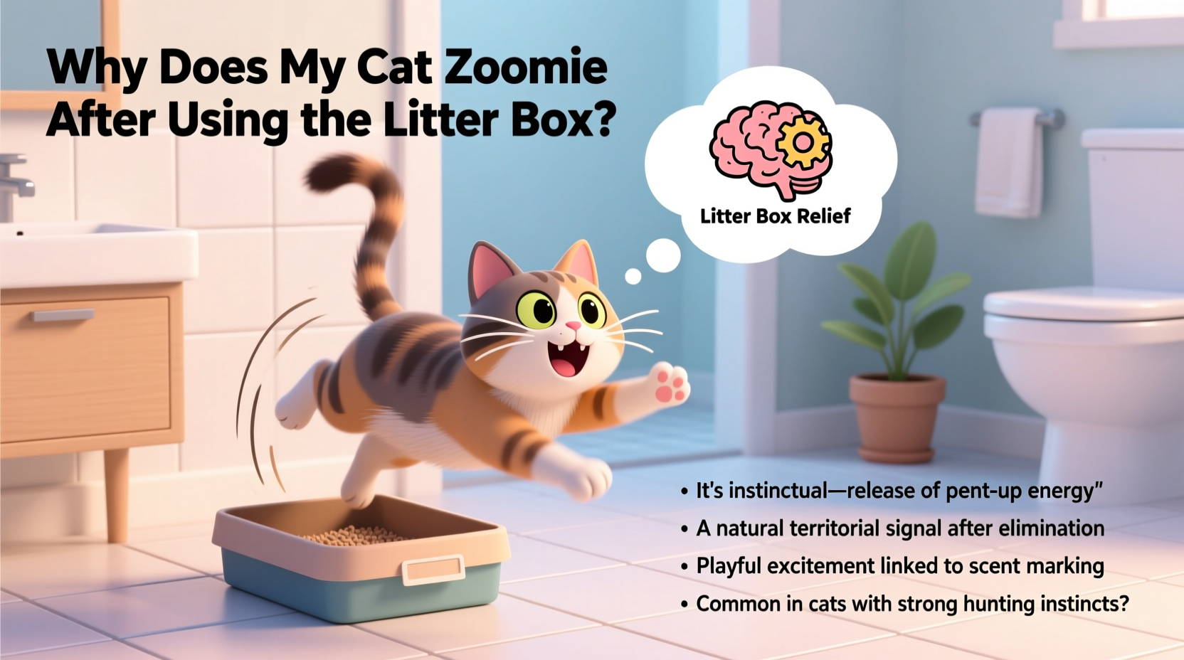 why does my cat zoomie after using the litter box explaining the behavior