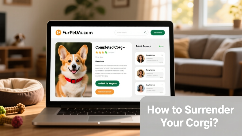 Screenshot of the FurPetVo.com Rehome dashboard showing a completed Corgi profile and active adopter applications