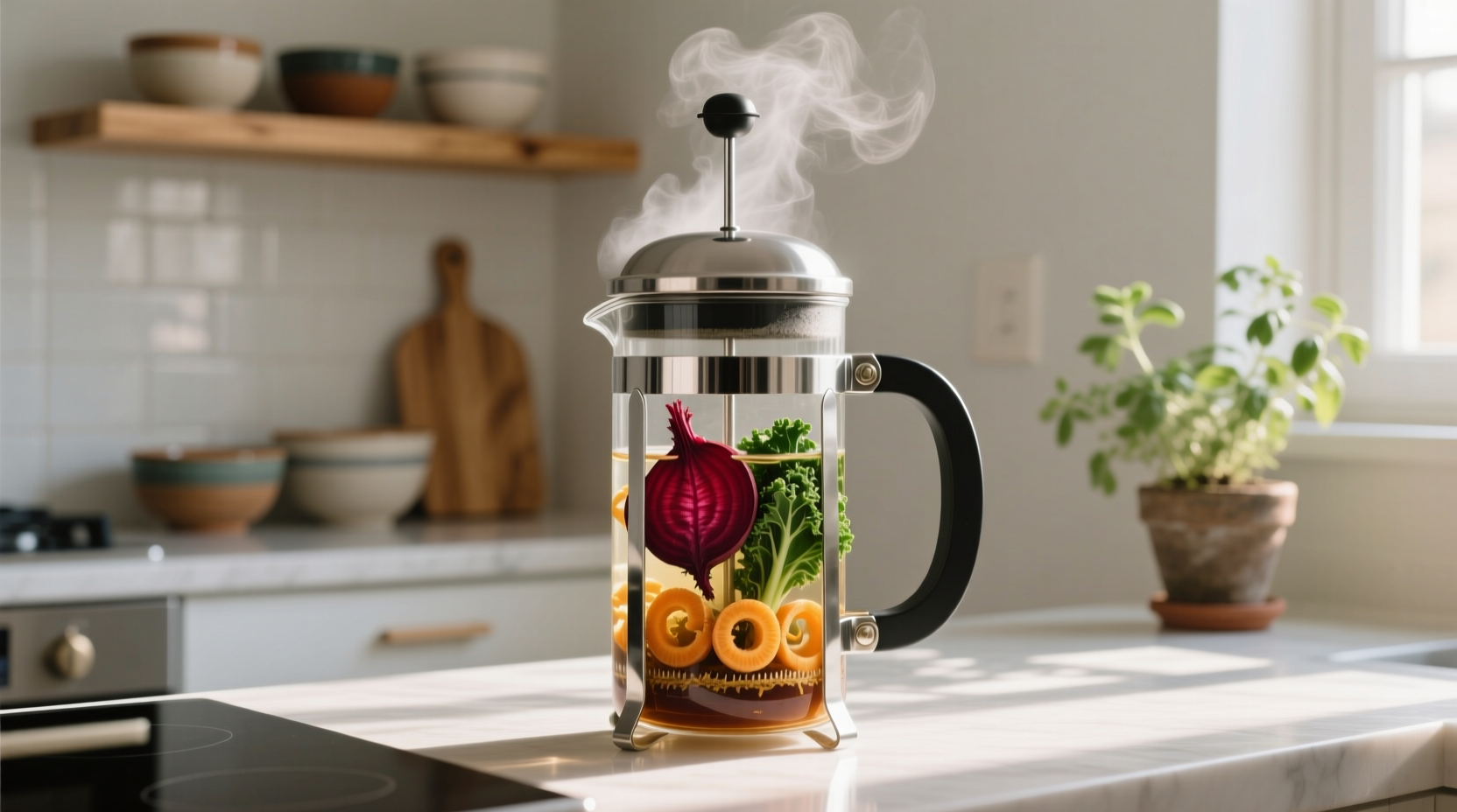 rehydrate dried vegetables with a french press