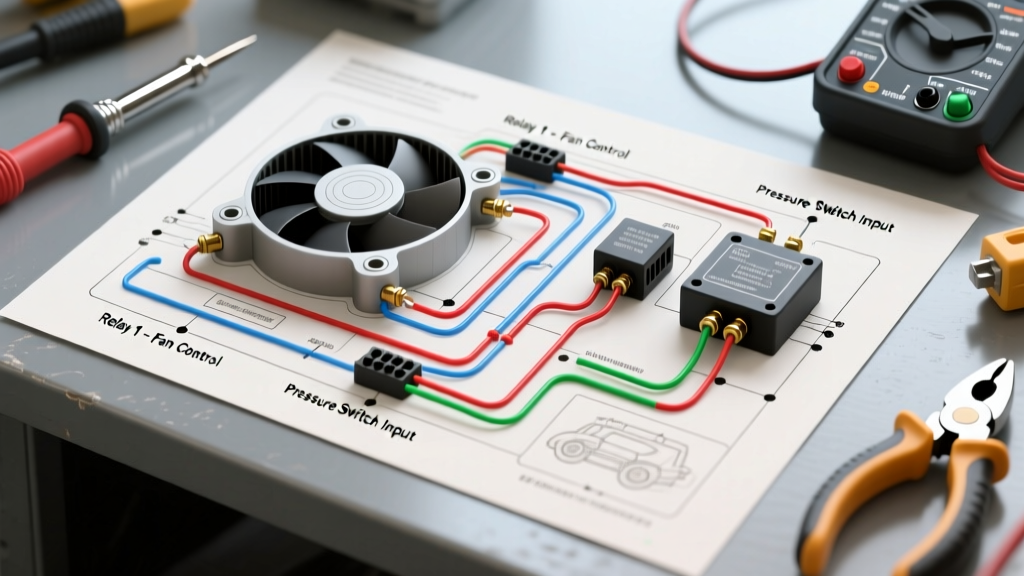 Vehicle Wiring Diagram for AC Condenser Fan and Clutch Relays