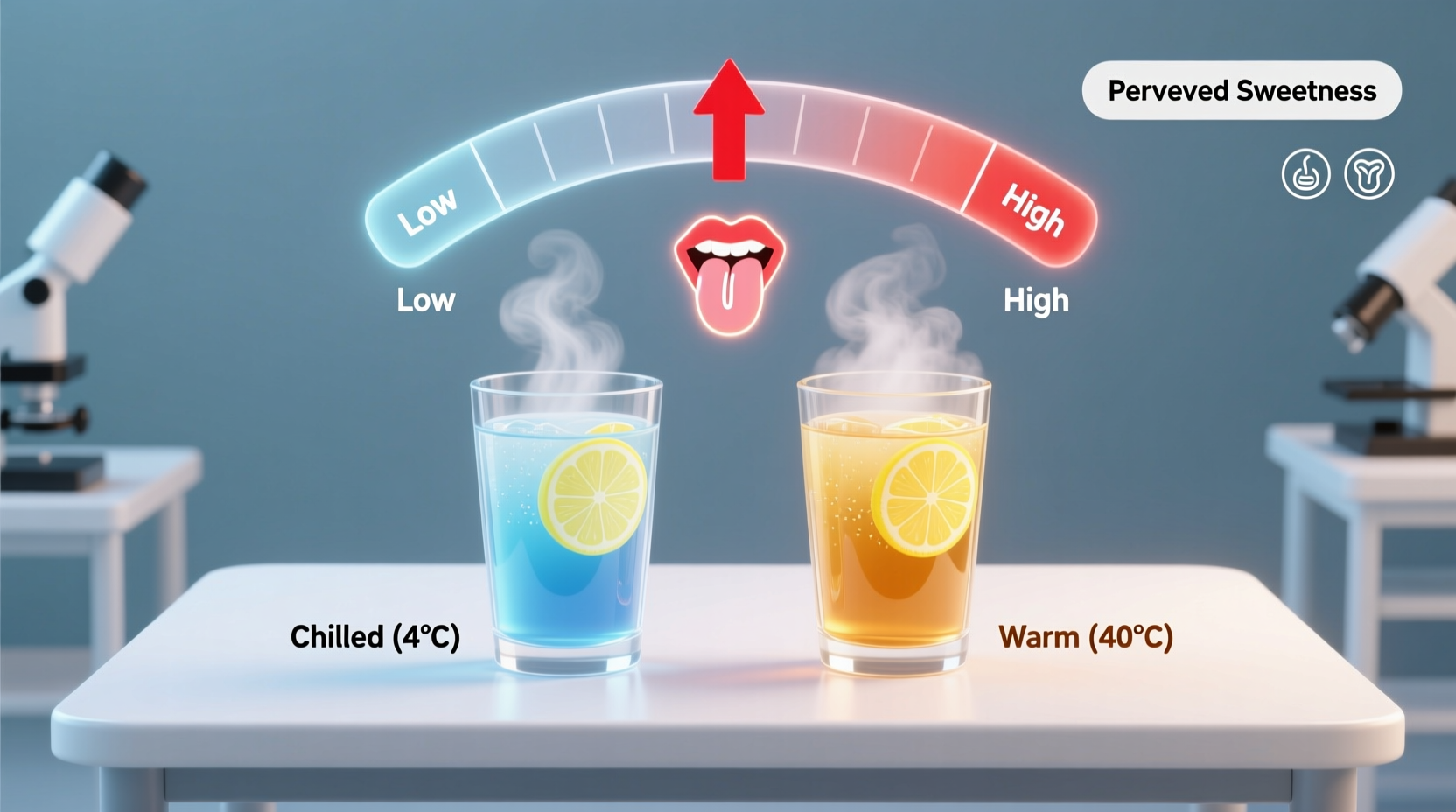 does serving temperature change perceived sweetness in drinks