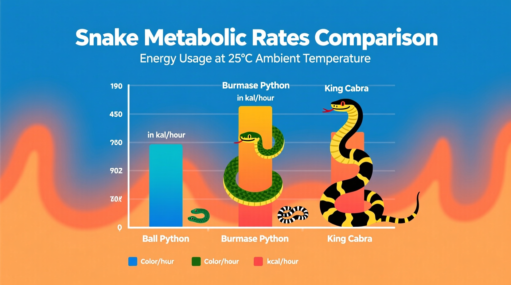Snake metabolism comparison chart showing energy usage