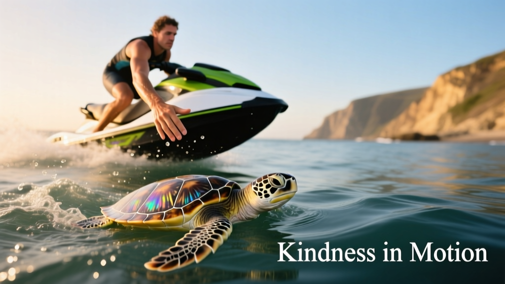 Jet Skier’s Kind Gesture Toward Tiny Sea Turtle Is Touching Hearts