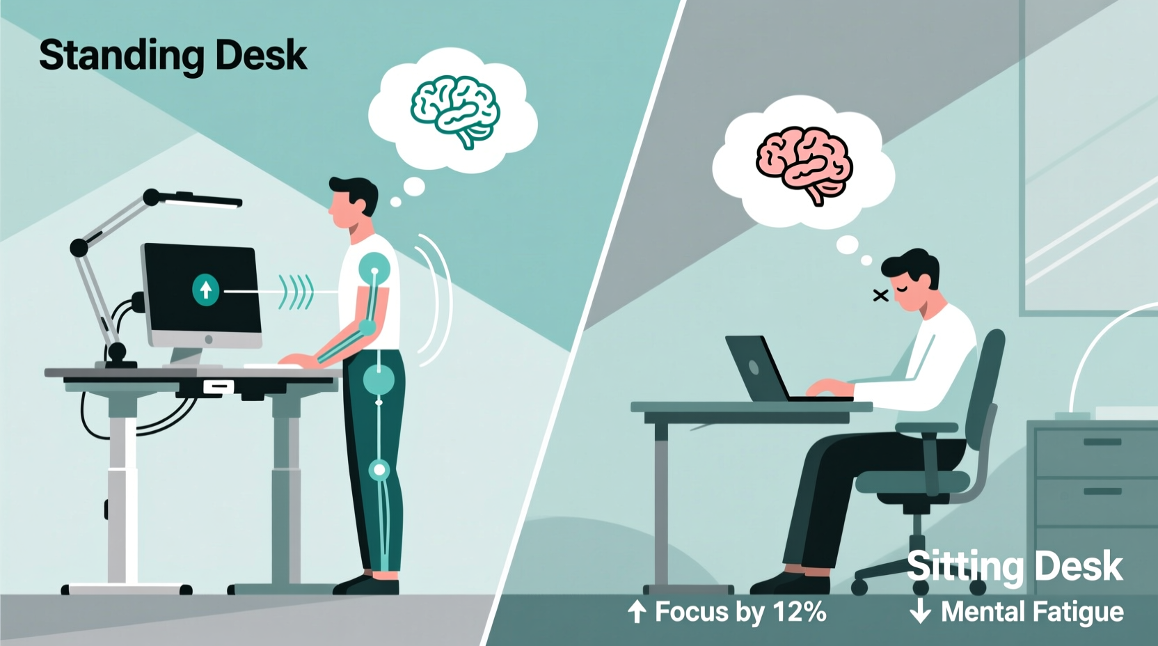 standing desk vs sitting desk which improves concentration during work