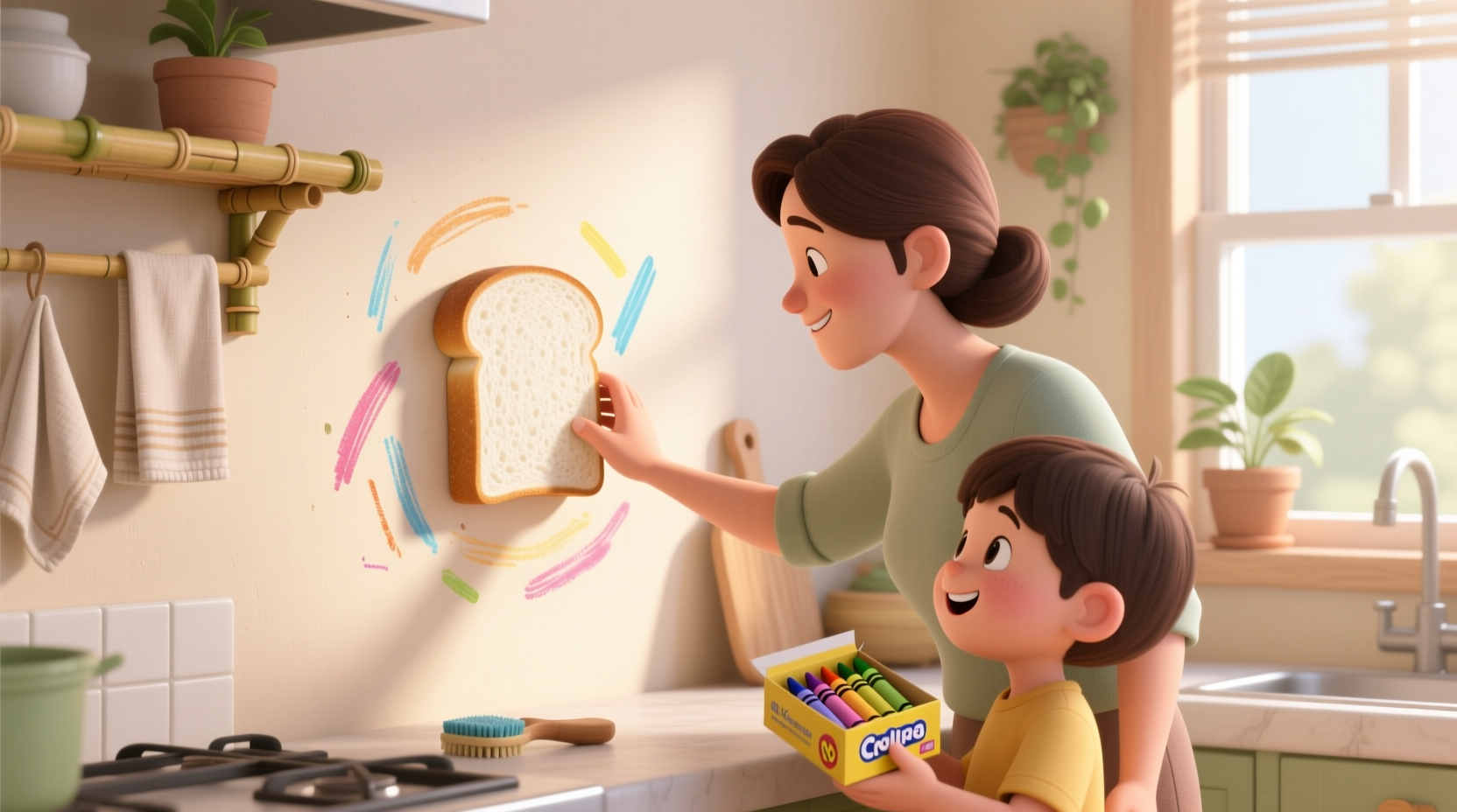 remove crayon marks with bread eco friendly cleaning tip