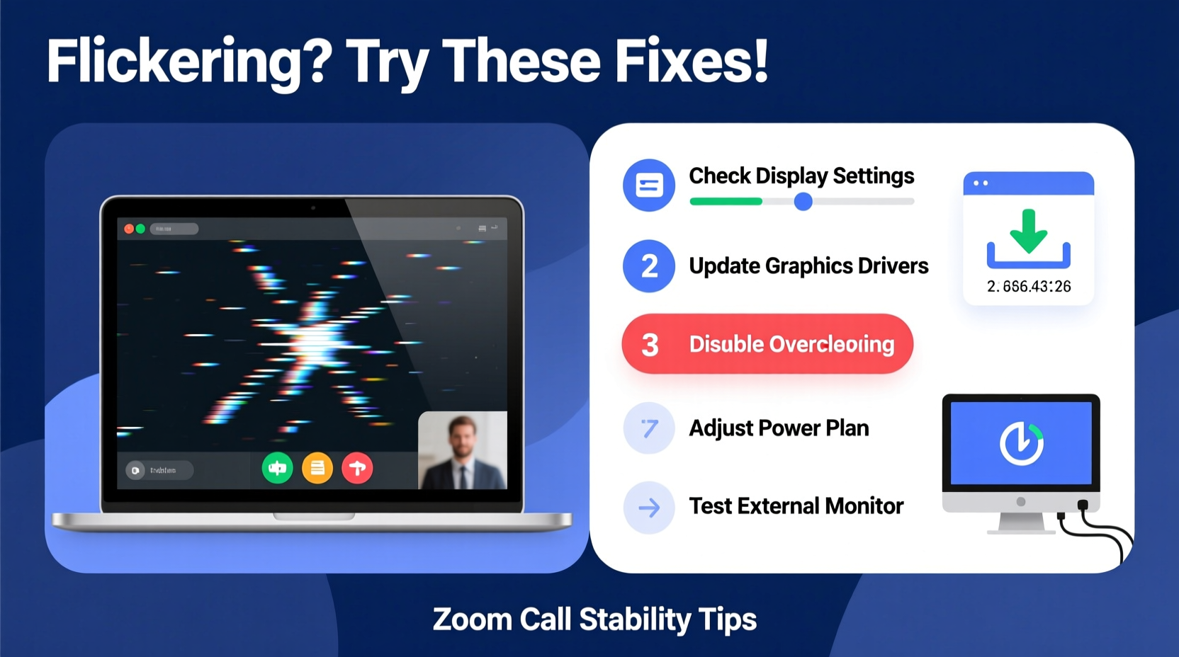 why is my screen flickering on zoom calls troubleshooting laptop settings