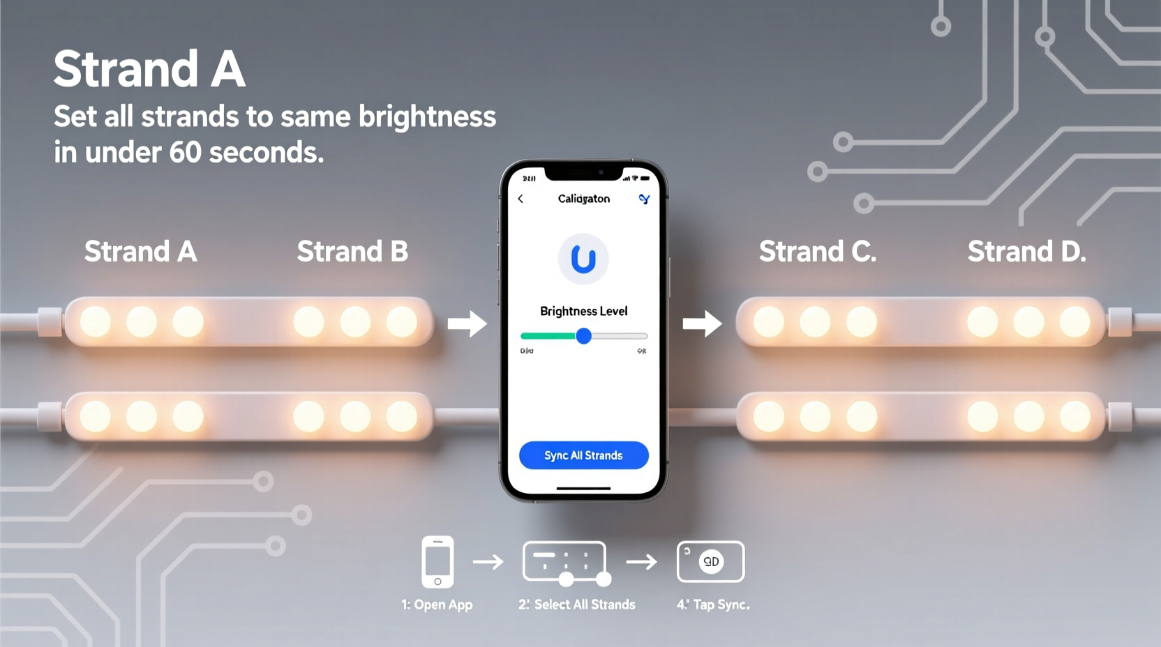 how to calibrate multiple smart light strands to the same brightness