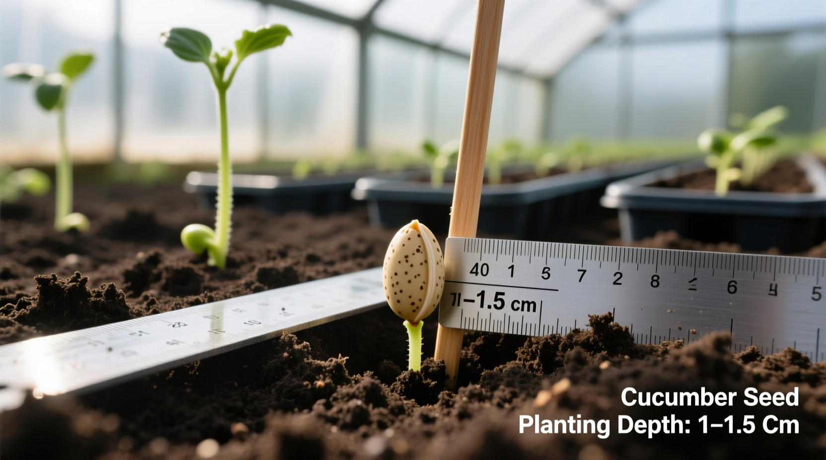 Cucumber seed planting depth demonstration