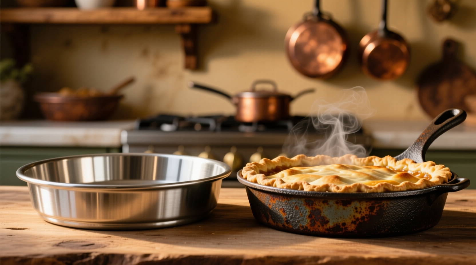 should you use a metal glass or cast iron pie pan