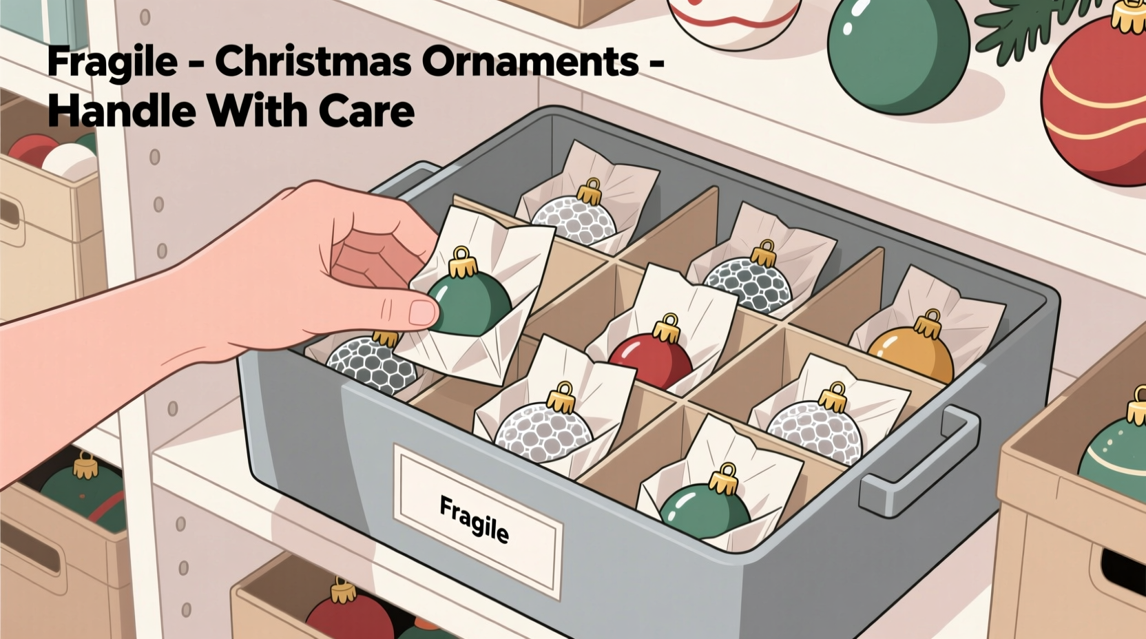 how to pack fragile christmas ornaments for storage without breaking