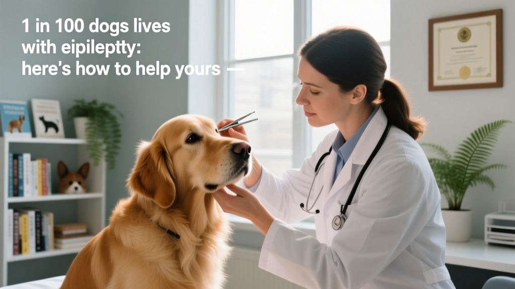 Veterinarian gently examining a dog's eyes and ears during a neurologic checkup