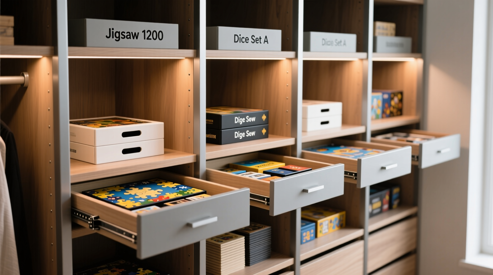 closet organization tips for puzzle boxes