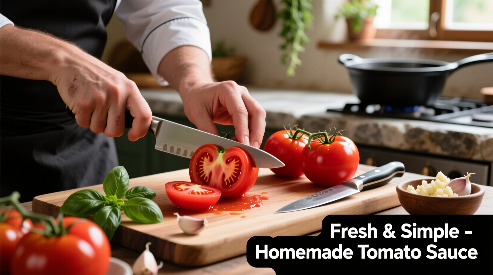Fresh tomatoes being prepared for sauce making