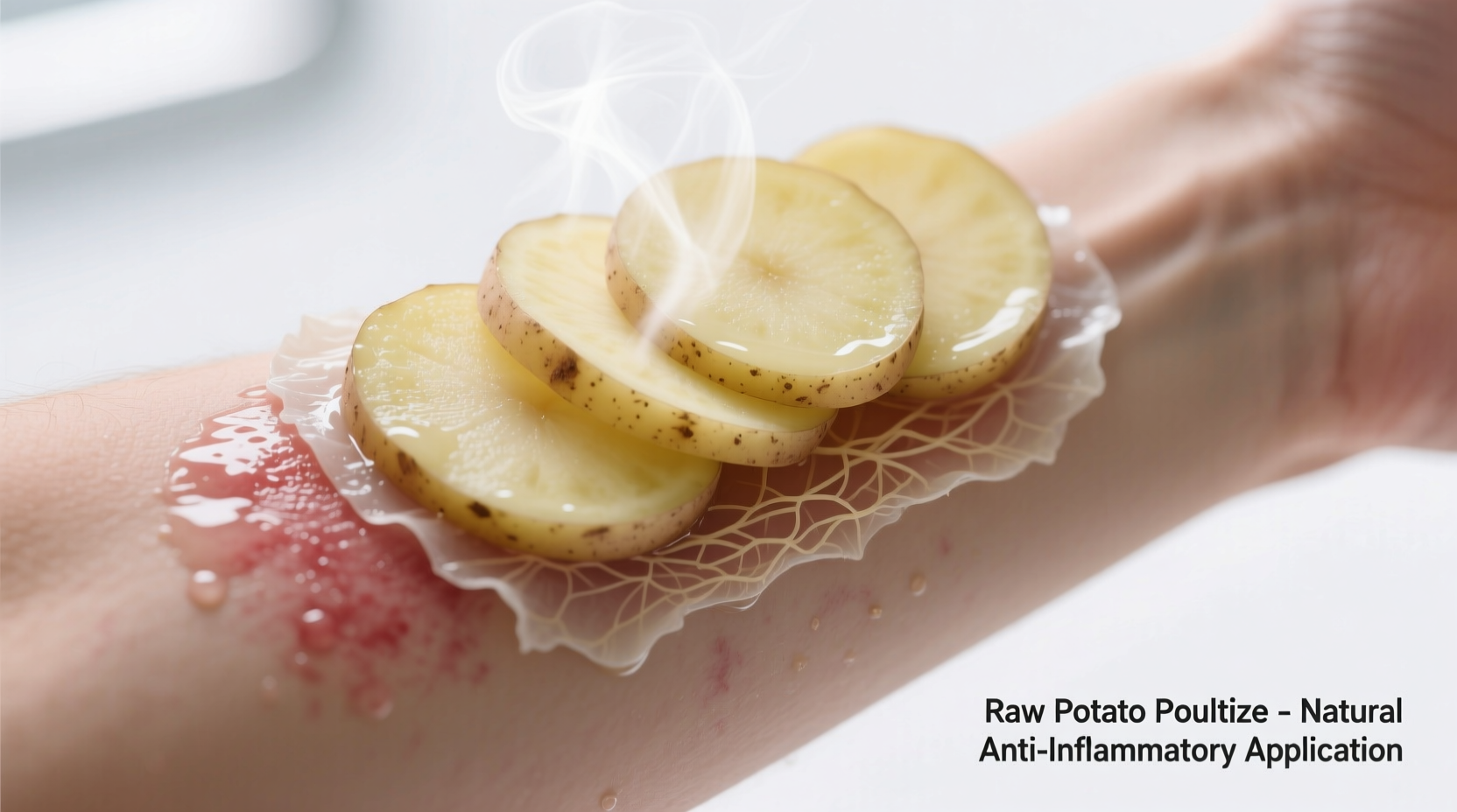 Raw potato poultice application on skin
