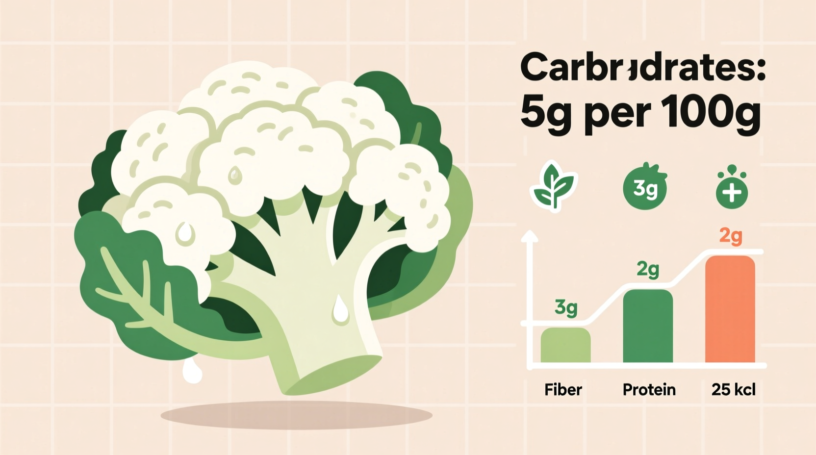Cauliflower Carbs: 5g Total, 3g Net Per Cup (Exact Counts)