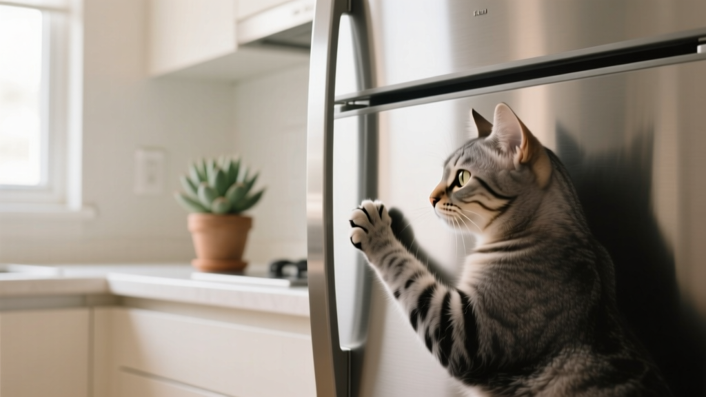 Cat Paw Bumping the Fridge Door: Hunger Pattern