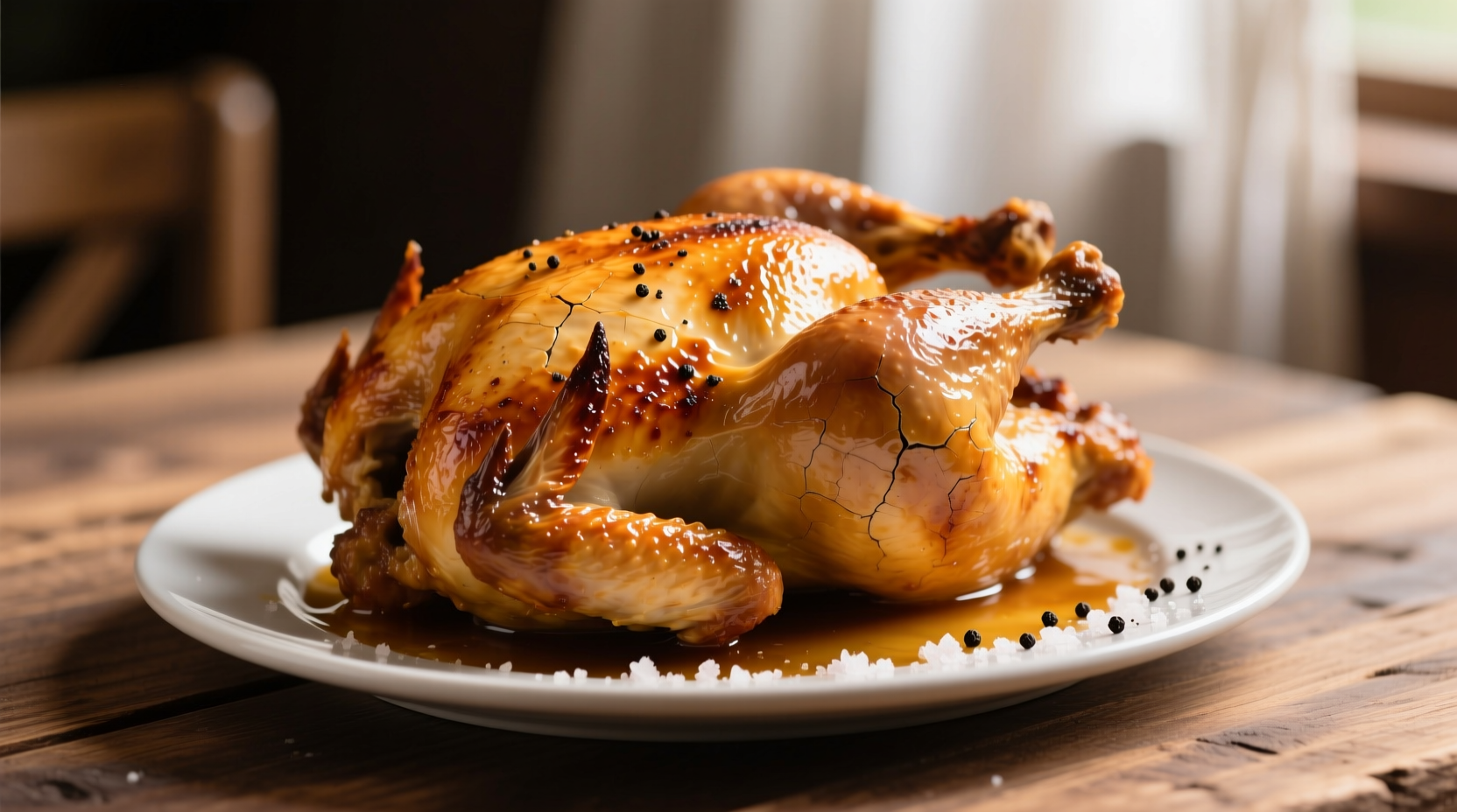 Perfectly roasted chicken with golden skin