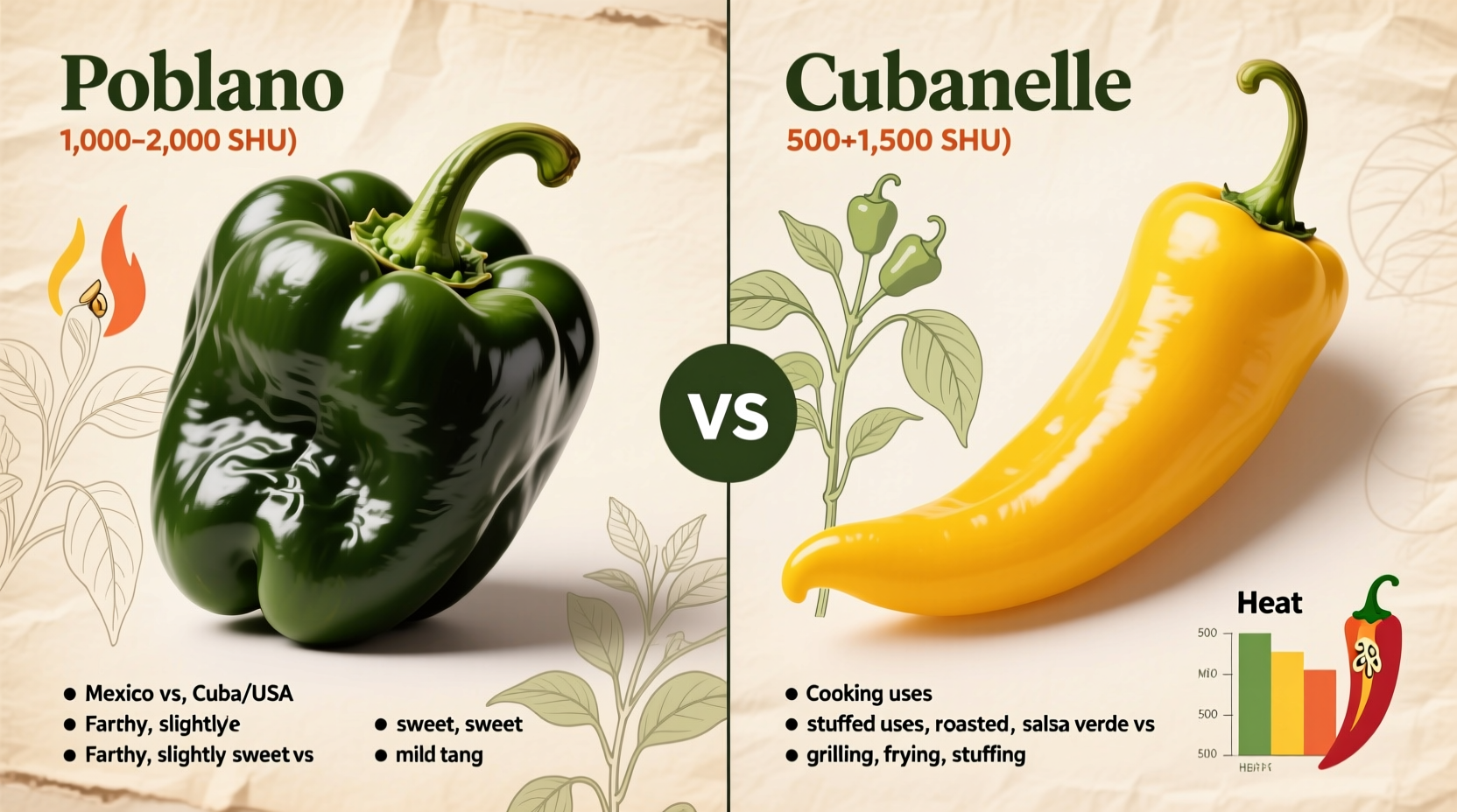 poblano vs cubanelle key differences and uses