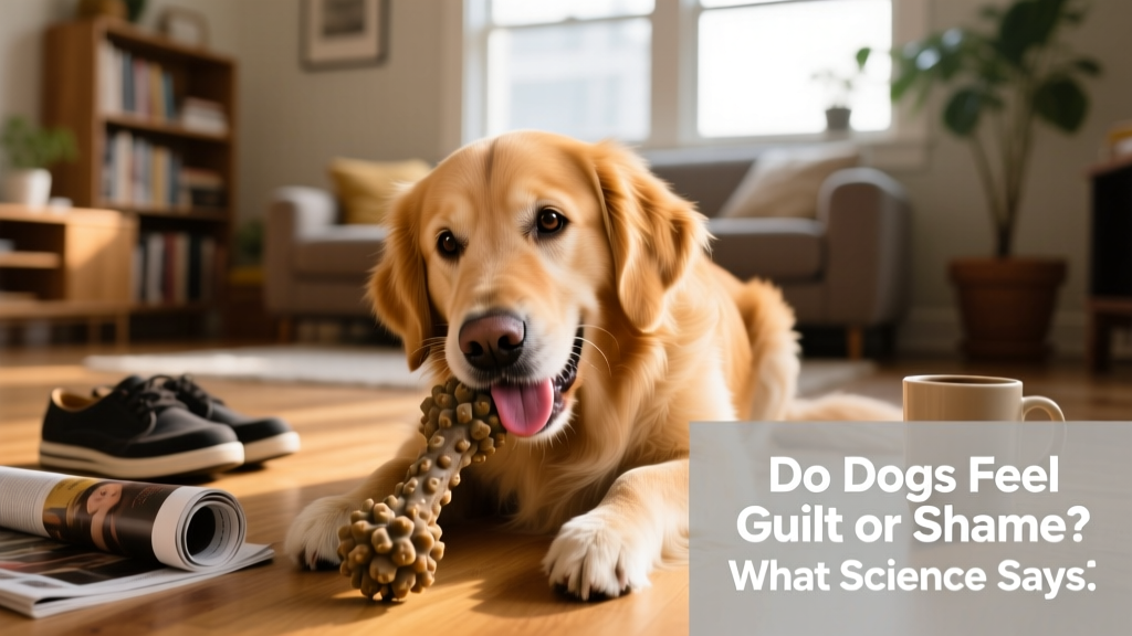A dog happily chewing on a durable toy while ignoring nearby household items