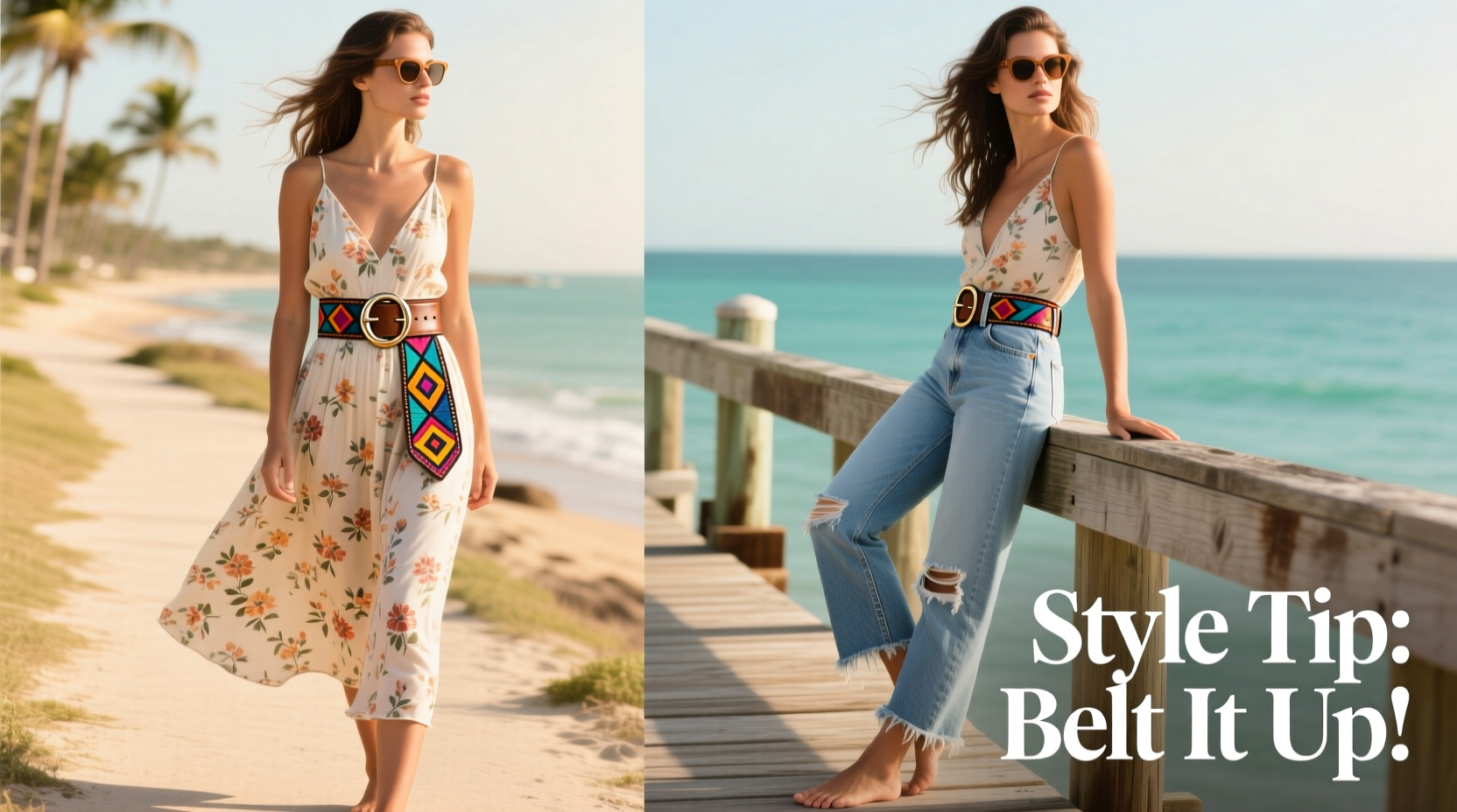 how to style a statement belt with dresses and jeans for summer