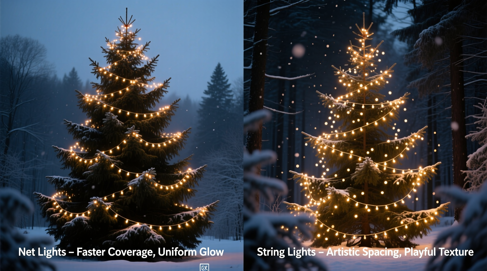 net lights vs string lights which covers your tree faster and looks better