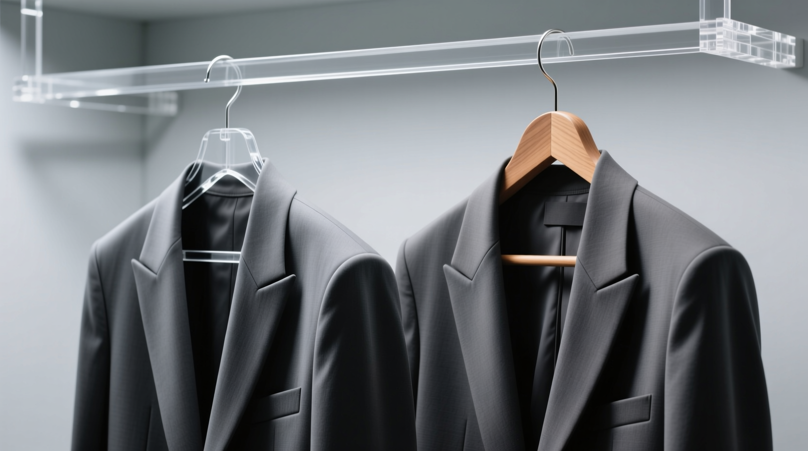 clear acrylic vs wooden hangers the truth about blazer shoulders