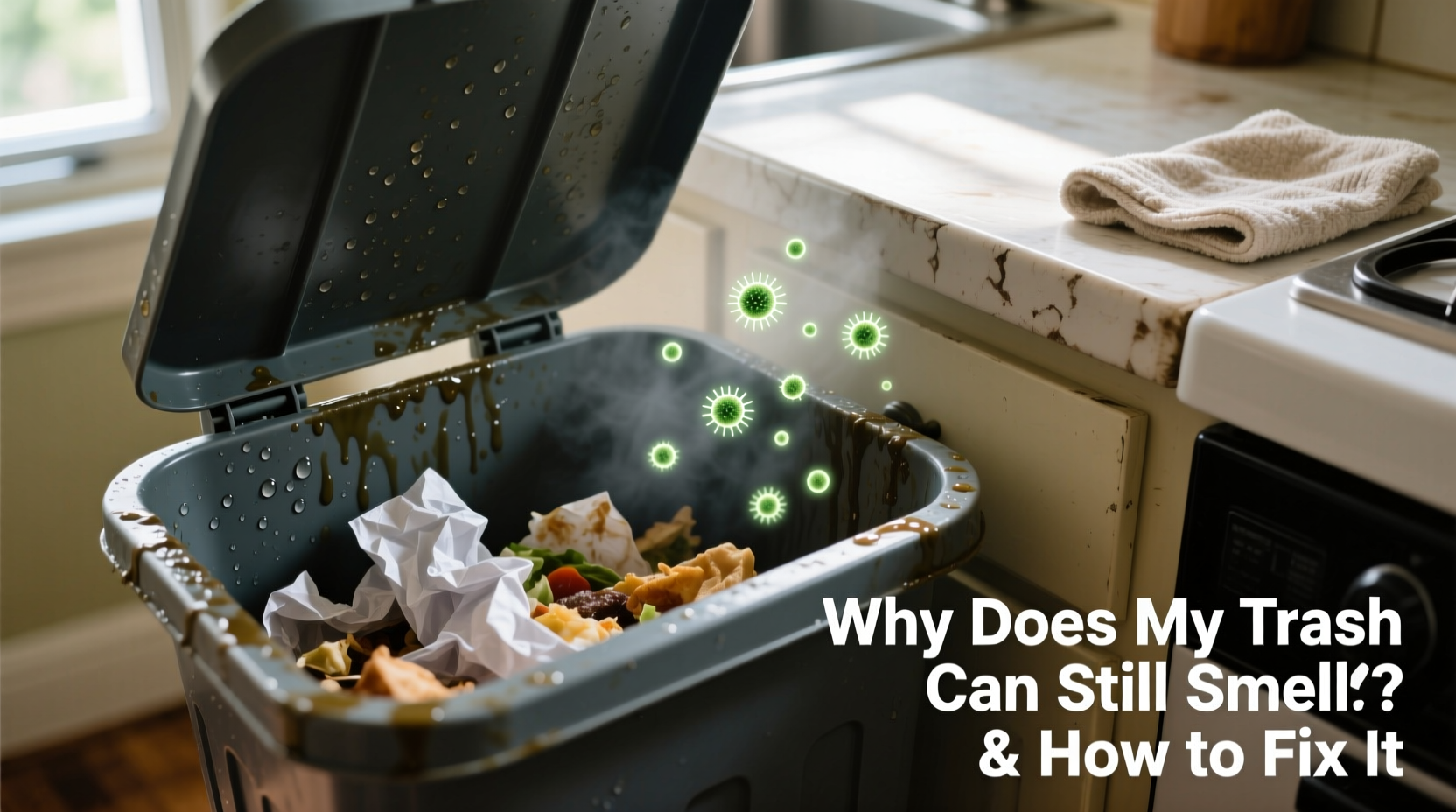 why does my trash can smell even after cleaning and how to eliminate it