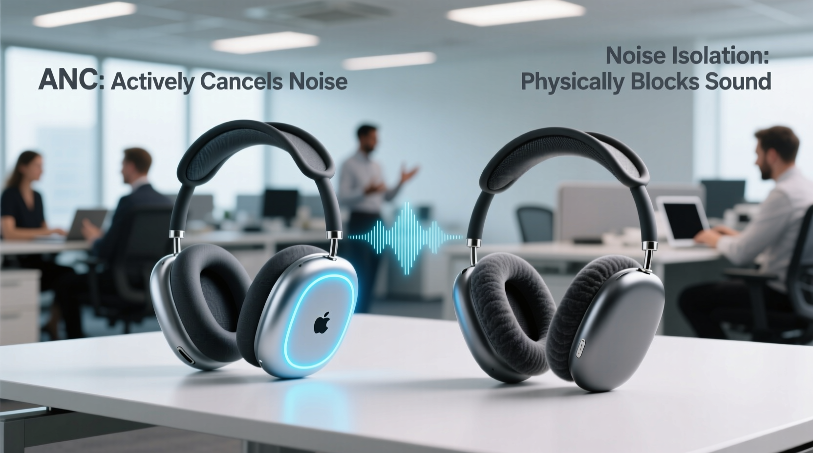 noise cancelling vs noise isolating headphones which actually blocks office chatter
