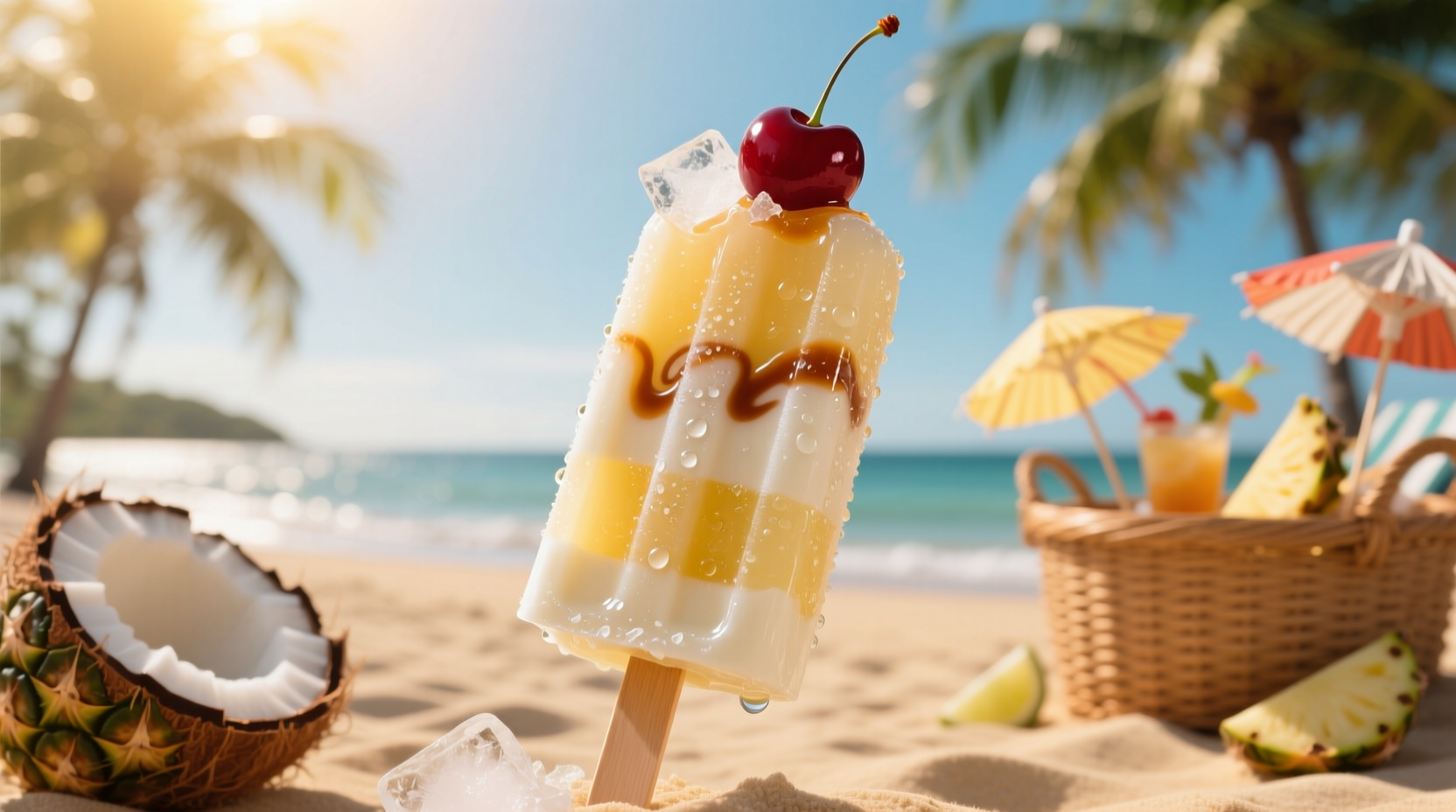 boozy pina colada popsicles