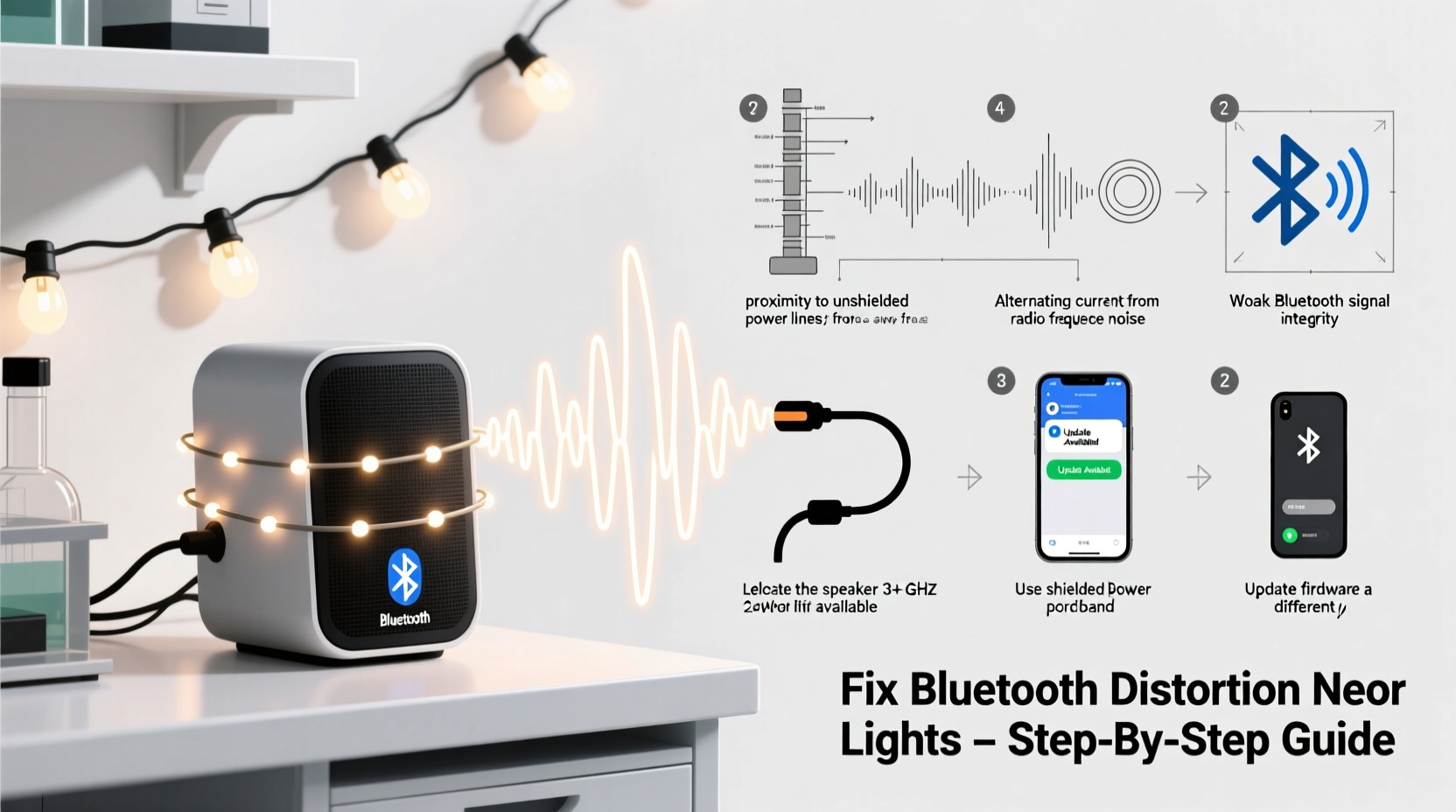 why does my bluetooth speaker distort when playing carols near string lights and how to fix it