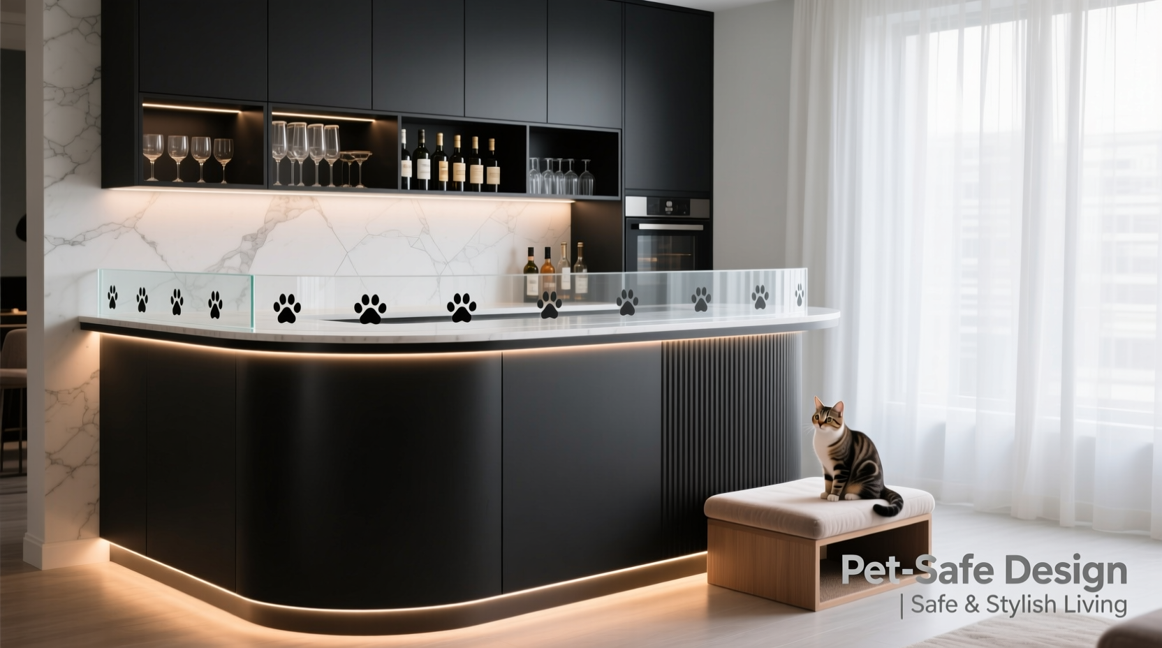 how to design a pet-safe home bar that keeps curious paws away