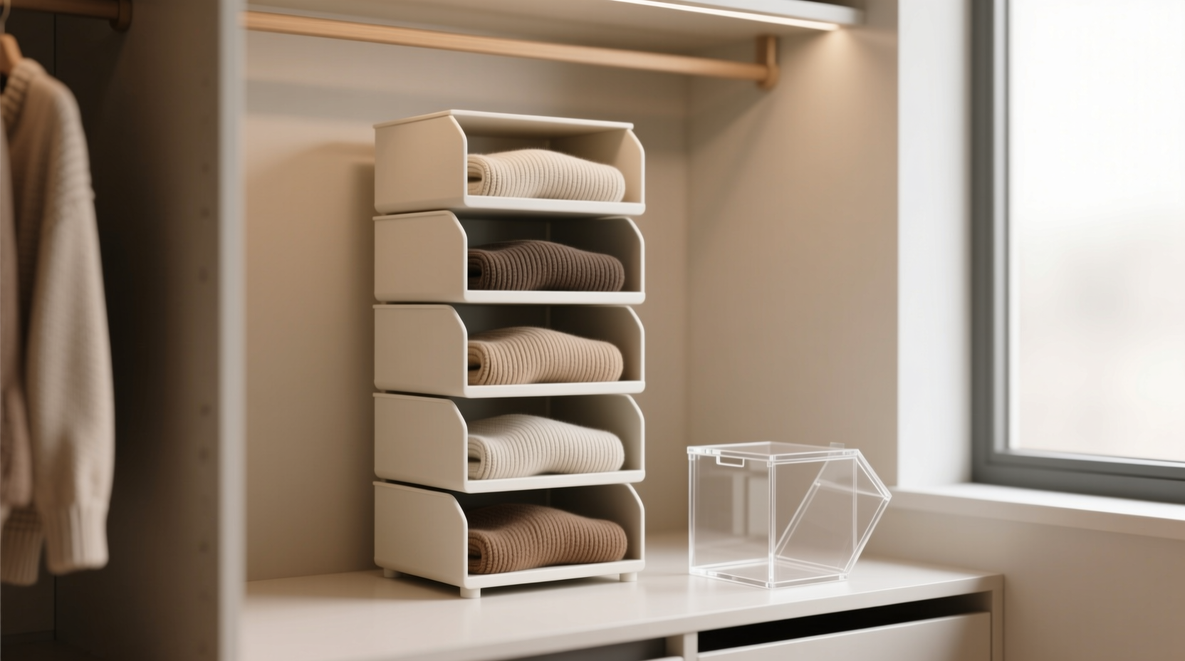 closet organization tips shelf dividers vs acrylic boxes