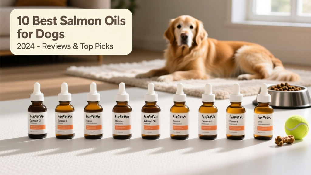 Side-by-side comparison of 10 FurPetVo salmon oil products on a clean white surface
