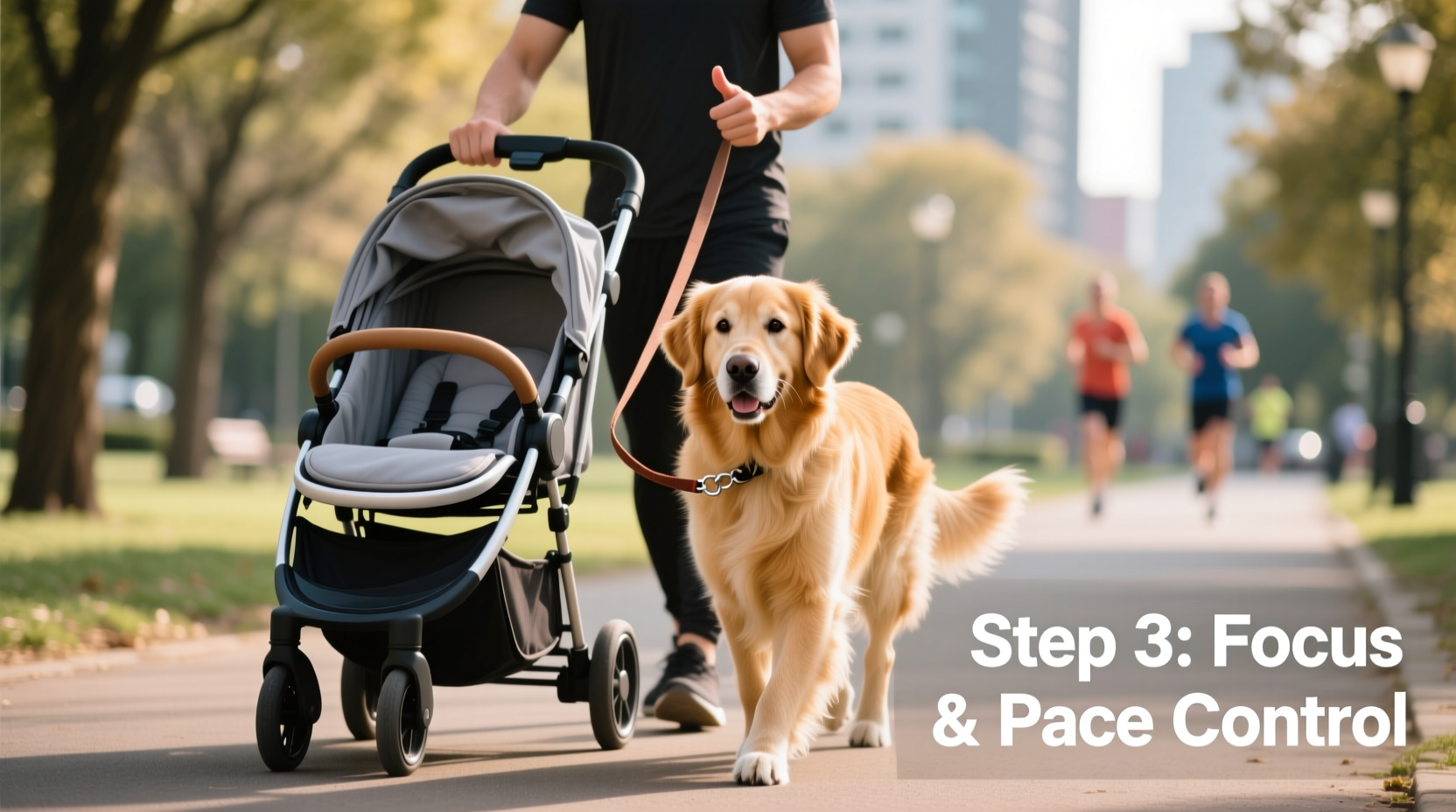 step by step guide to training your dog to walk calmly beside a stroller