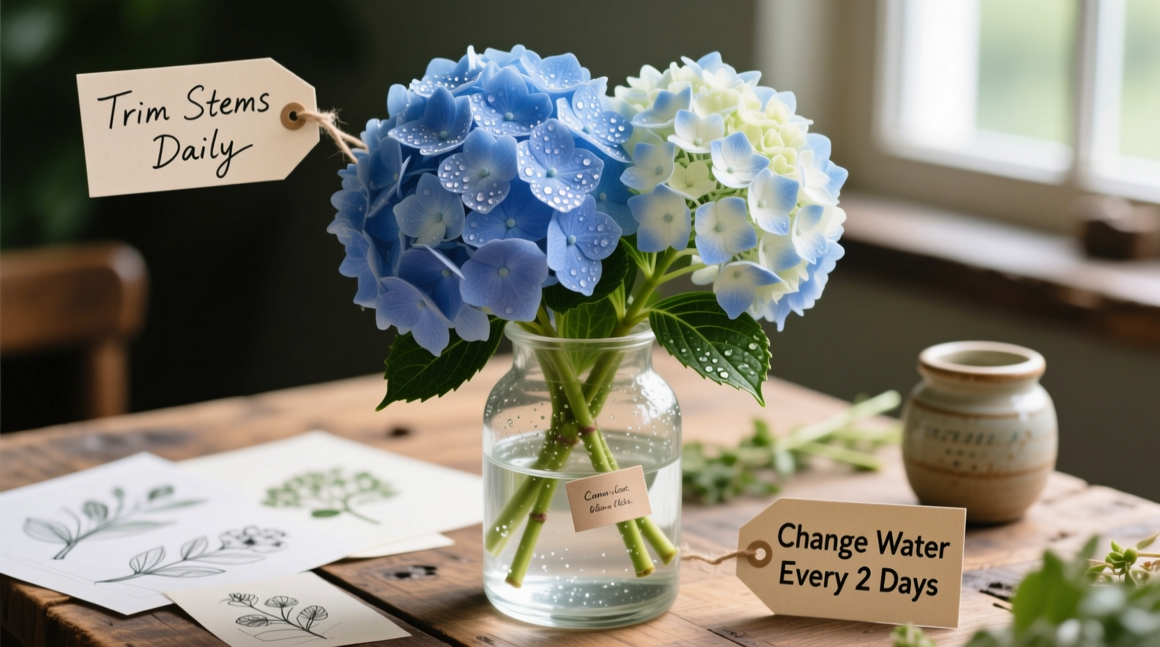expert tips for keeping hydrangeas alive in a vase for longer than a day