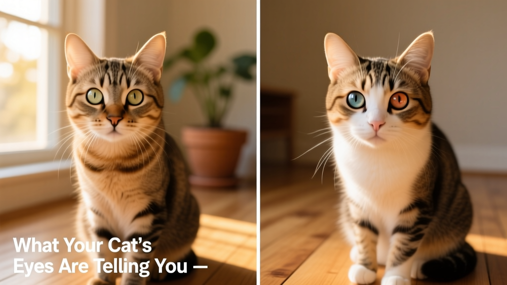 Side-by-side comparison showing normal symmetrical cat pupils versus asymmetrical (anisocoria) pupils
