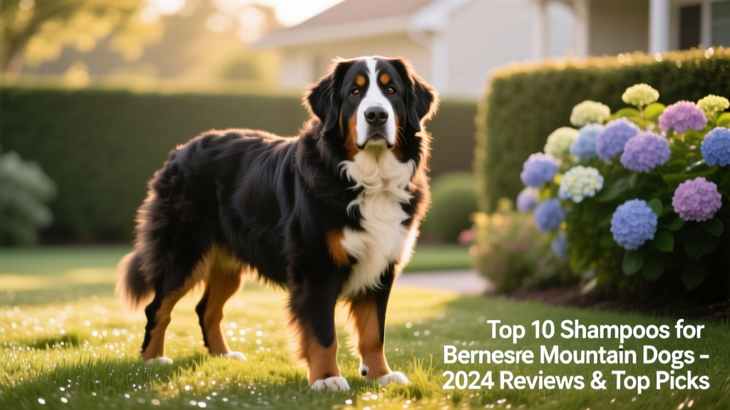 Bernese Mountain Dog with shiny, well-groomed coat standing outdoors