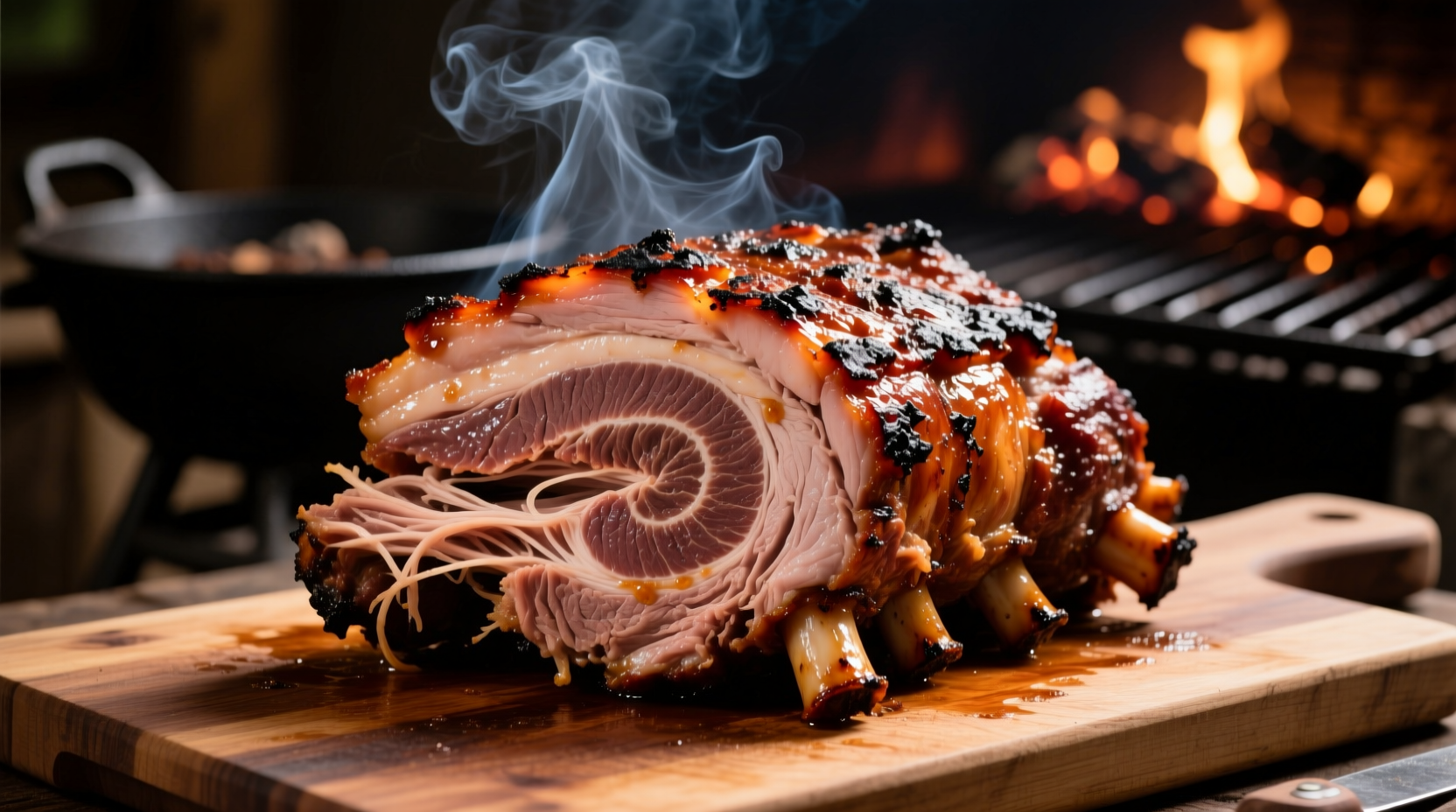 Perfectly cooked pulled pork with smoke ring