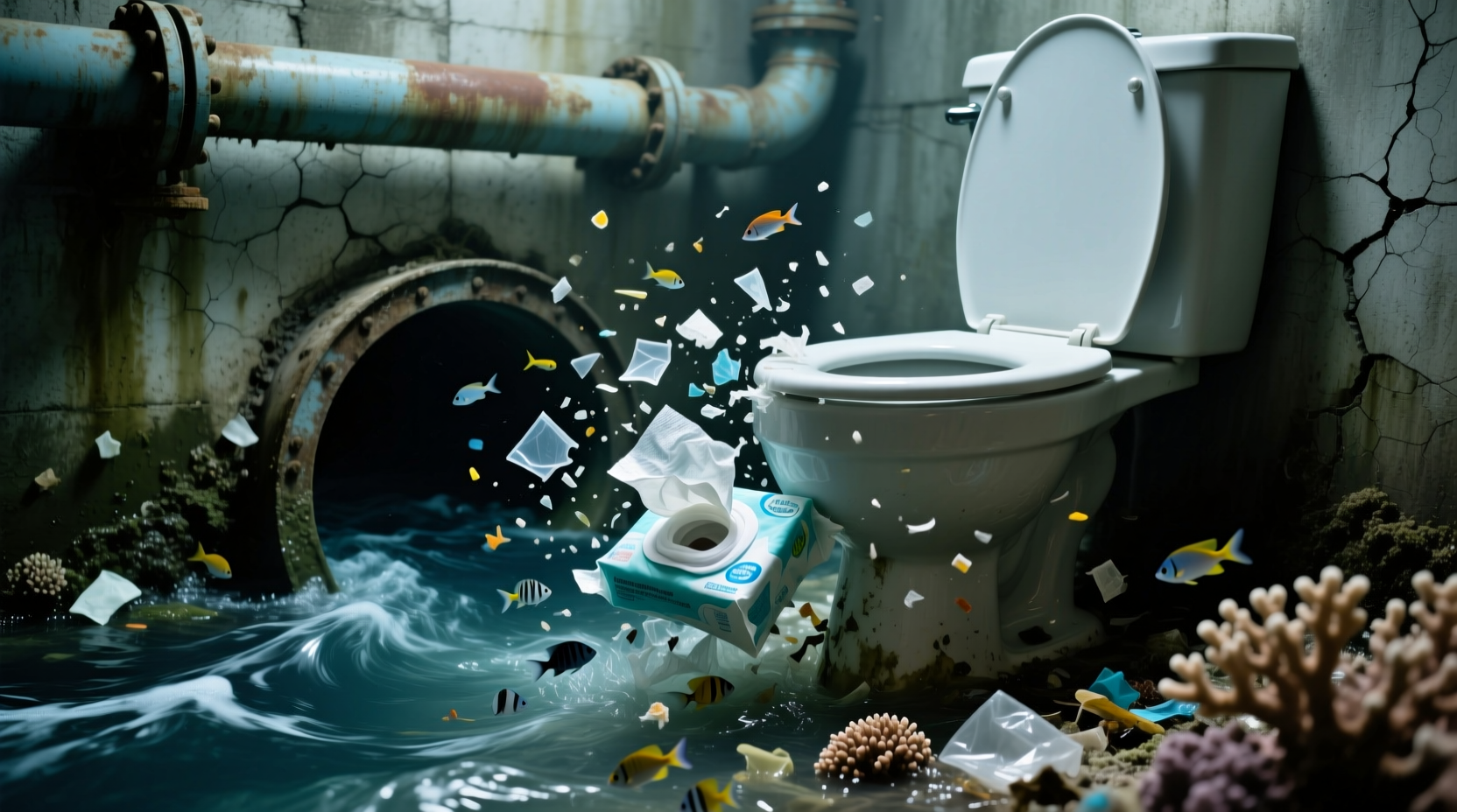 flushable wipes flush plastic into the sea