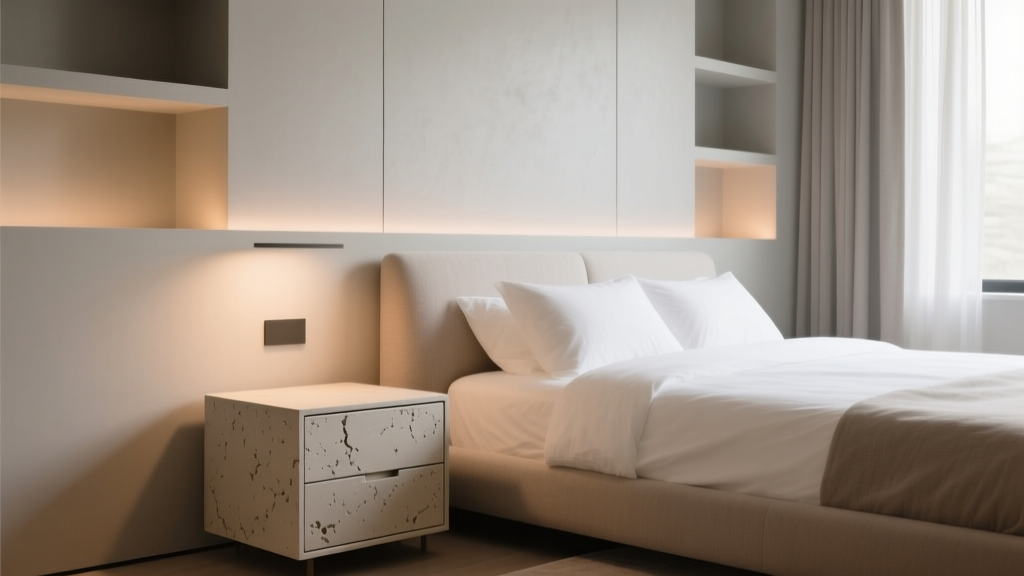 Bedroom Warm Plaster Nightstand Finish - The Decor Mag