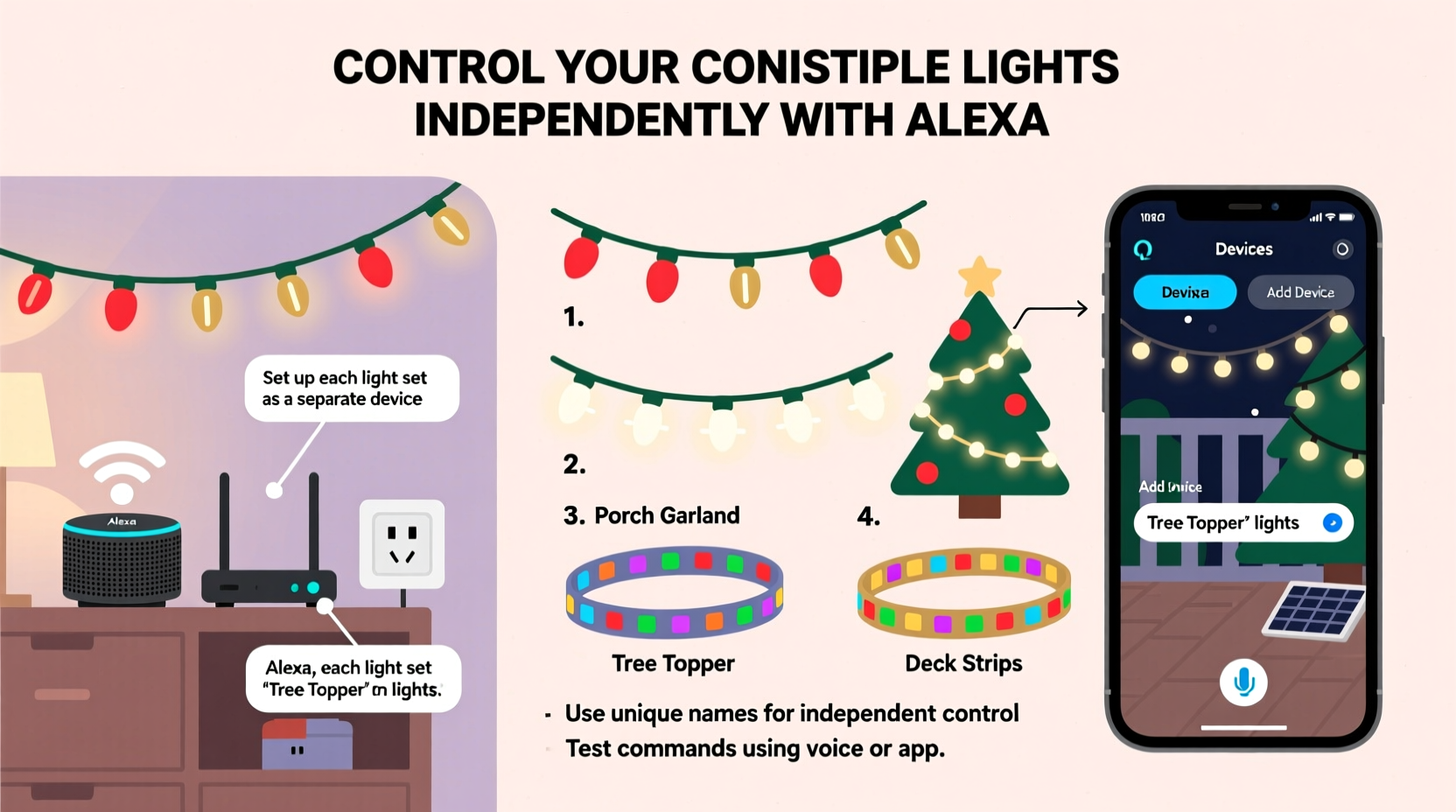 how to use alexa to control multiple sets of christmas lights independently
