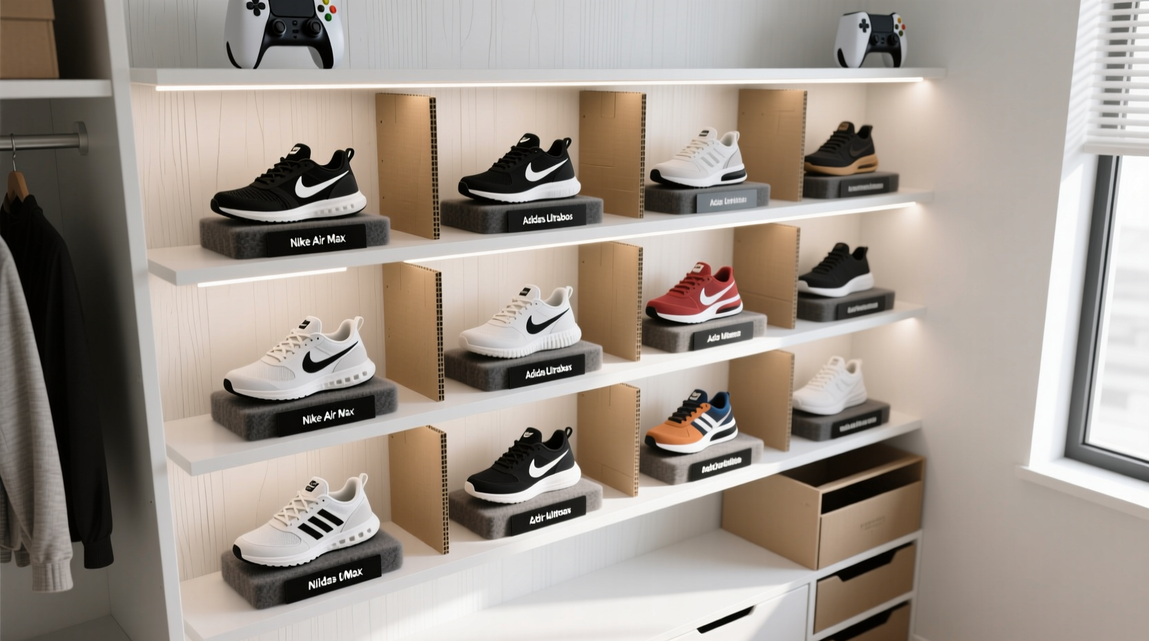 closet organization tips repurpose a gaming shelf for sneakers