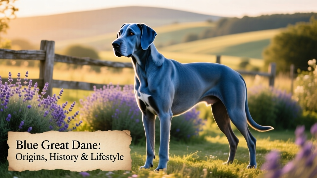A large beautiful Blue Great Dane dog