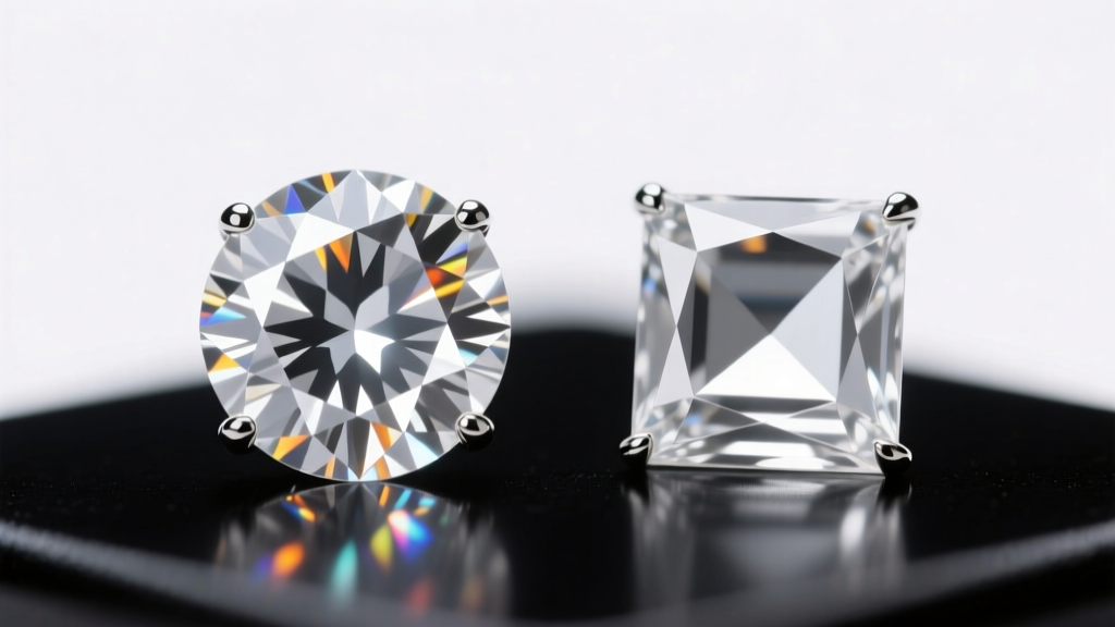 Side-by-side loupe view comparing the brilliance of a round brilliant white sapphire and a step-cut white topaz gemstone